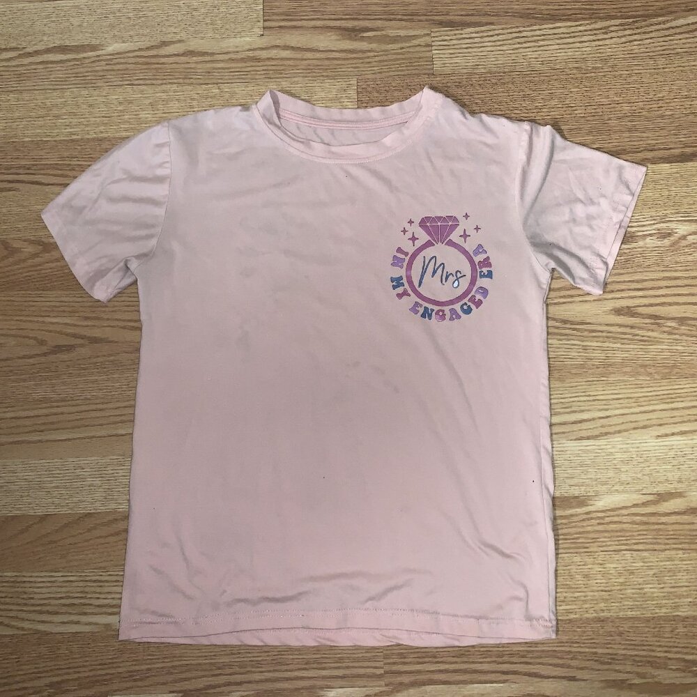 Pink Engagement Shirt Fiance Engage Shirt T-Shirt Adult Small - Medium